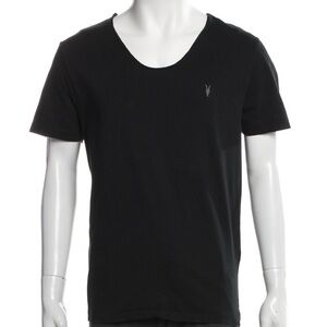 Men's AllSaints Black T-Shirt scoop neck medium M 100% cotton